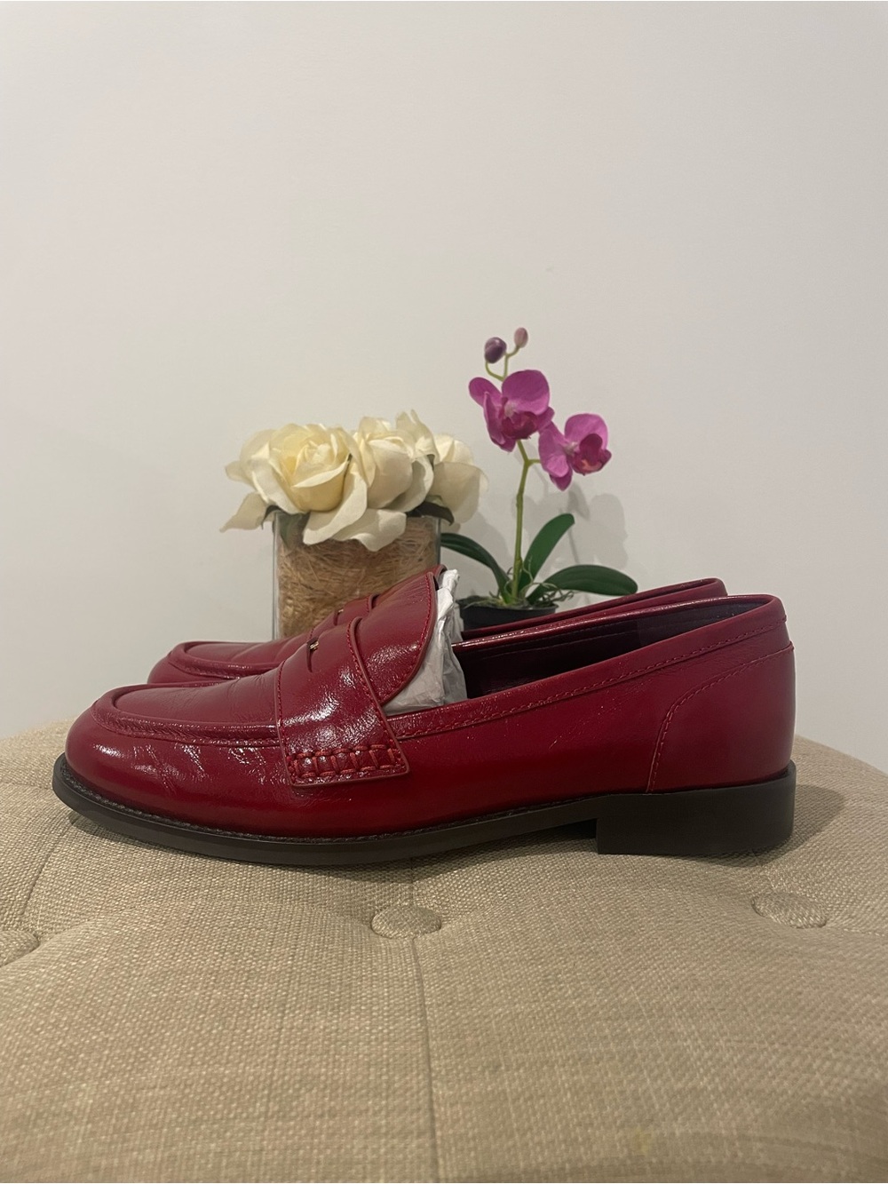 Tory Burch Chelsea Red Penny Loafers - Size 8 - Picture 9 of 16